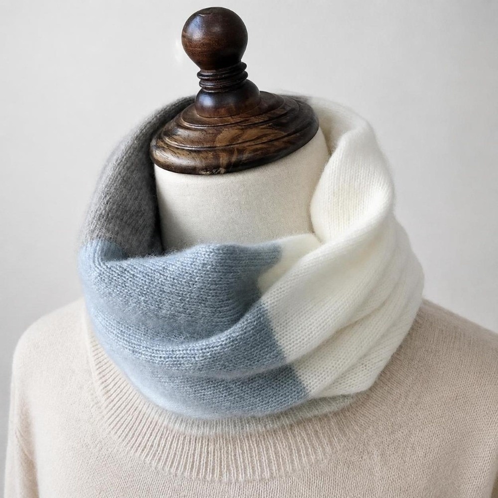 Infinity Scarf Knit - Мягкий шарф с цветными вставками, эластичный,